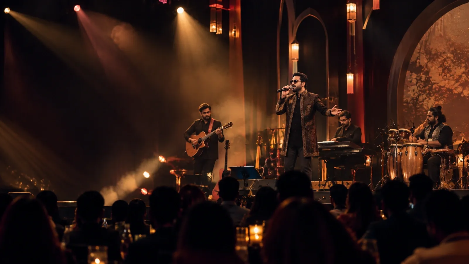 Live musicians performing on stage at a concert in Mumbai